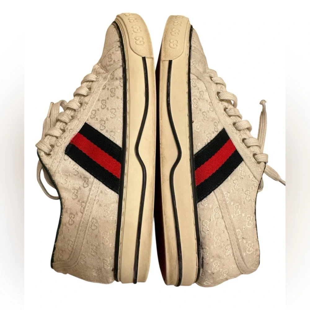 Vintage Gucci Beige tennis 1977 classic monogram Sneakers size 38/39